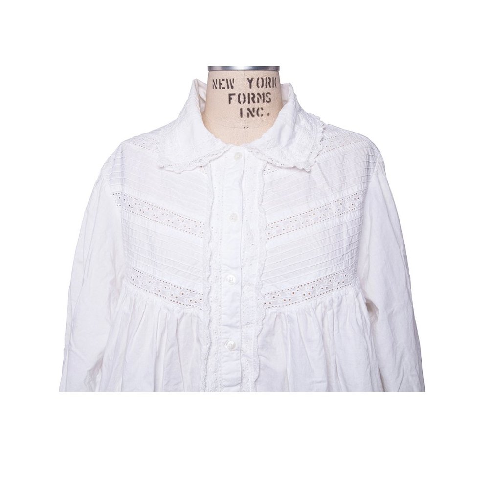 Past Times Nightdress Cotton Vintage Victorian Style Lace Trim White England VGC